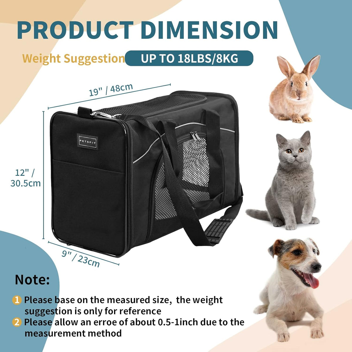 Foldable Pet Travel Carriers, Airline Approved, Washable Pack of 2 Z9226