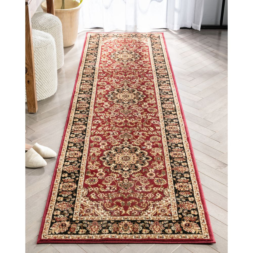 Red Green Ivory Light Blue Black Persian Floral Oriental Area Rug I907921