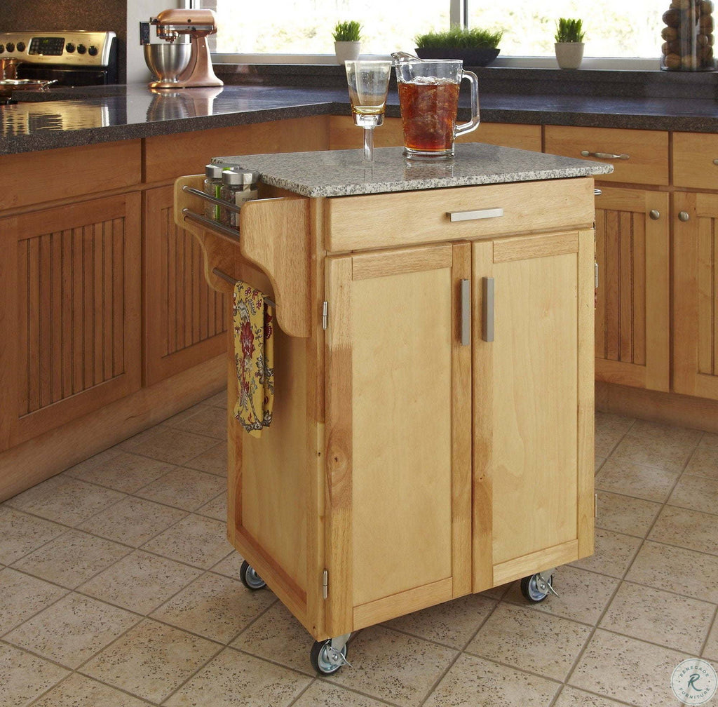Natural Kitchen Cart with Granite Top U2986