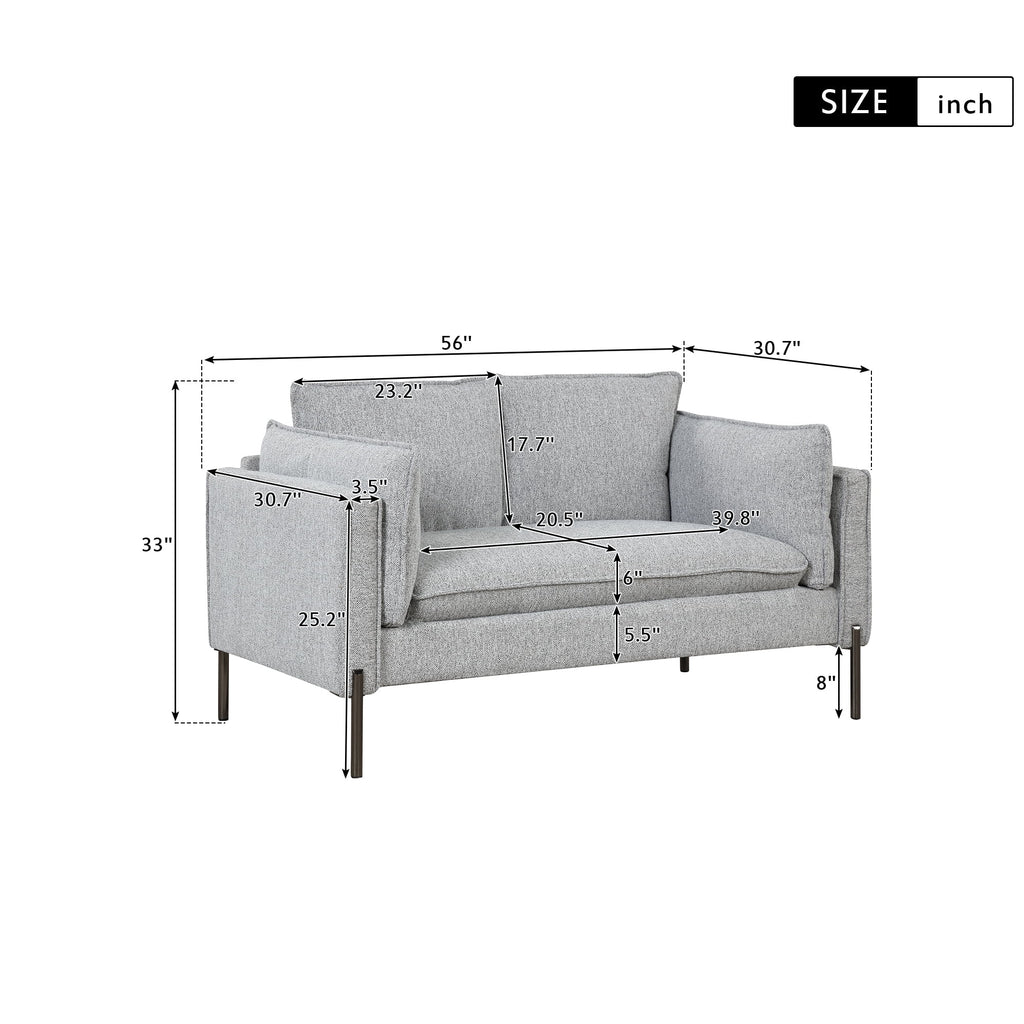 Linen Fabric Loveseat Couch V1562
