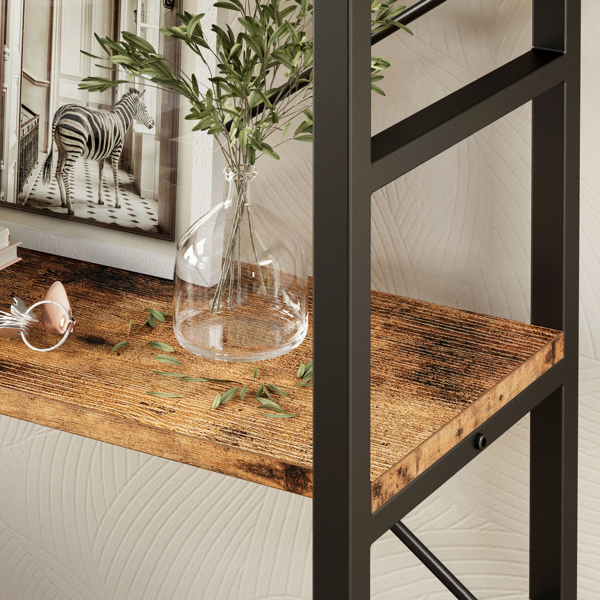 5-Tier Corner Bookcase with Metal Frame Y123