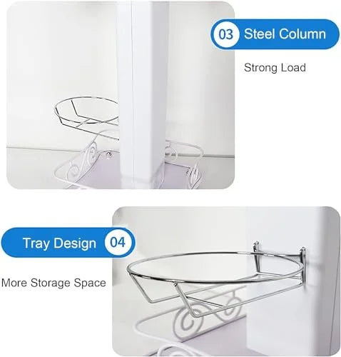 White Rolling Trolley Cart with Wheels and Storage F8218