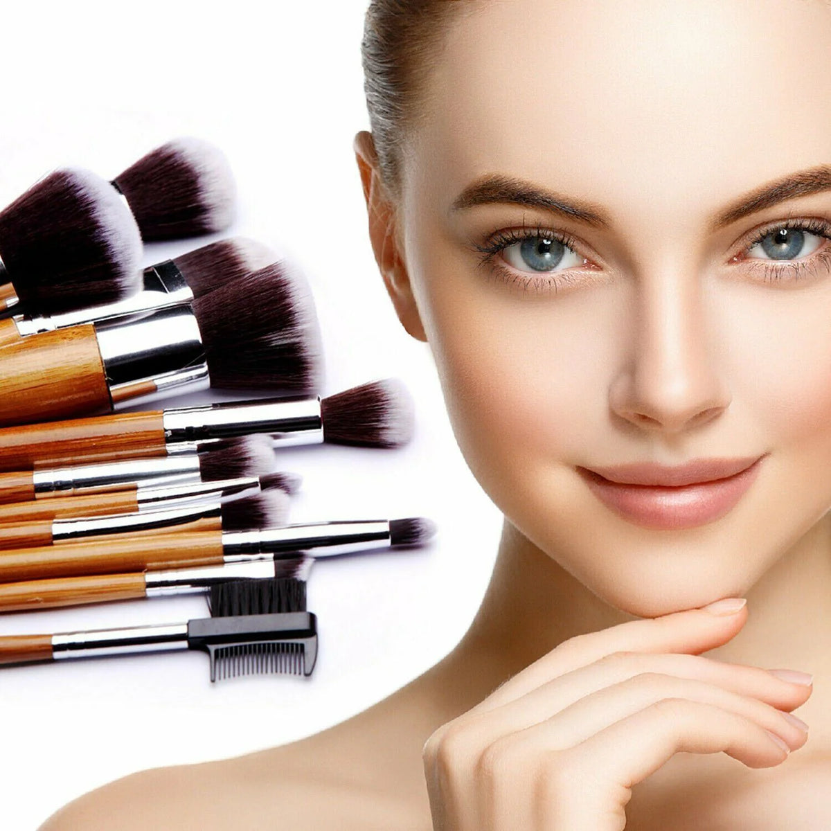 12-Piece Bamboo Handle Makeup Brush Set W31586