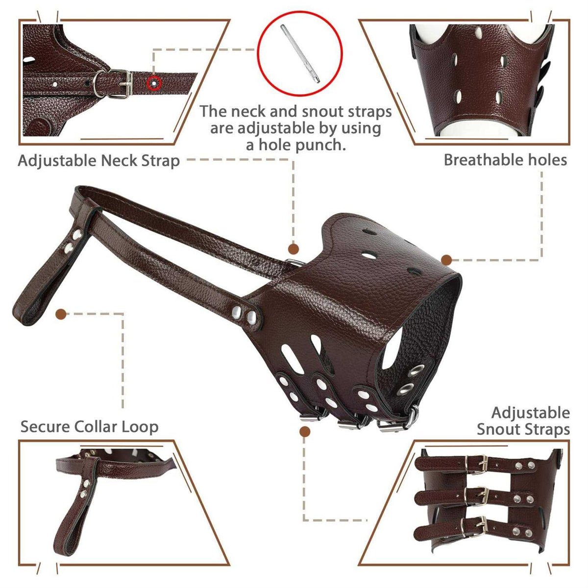 Leather Dog Muzzle T9818