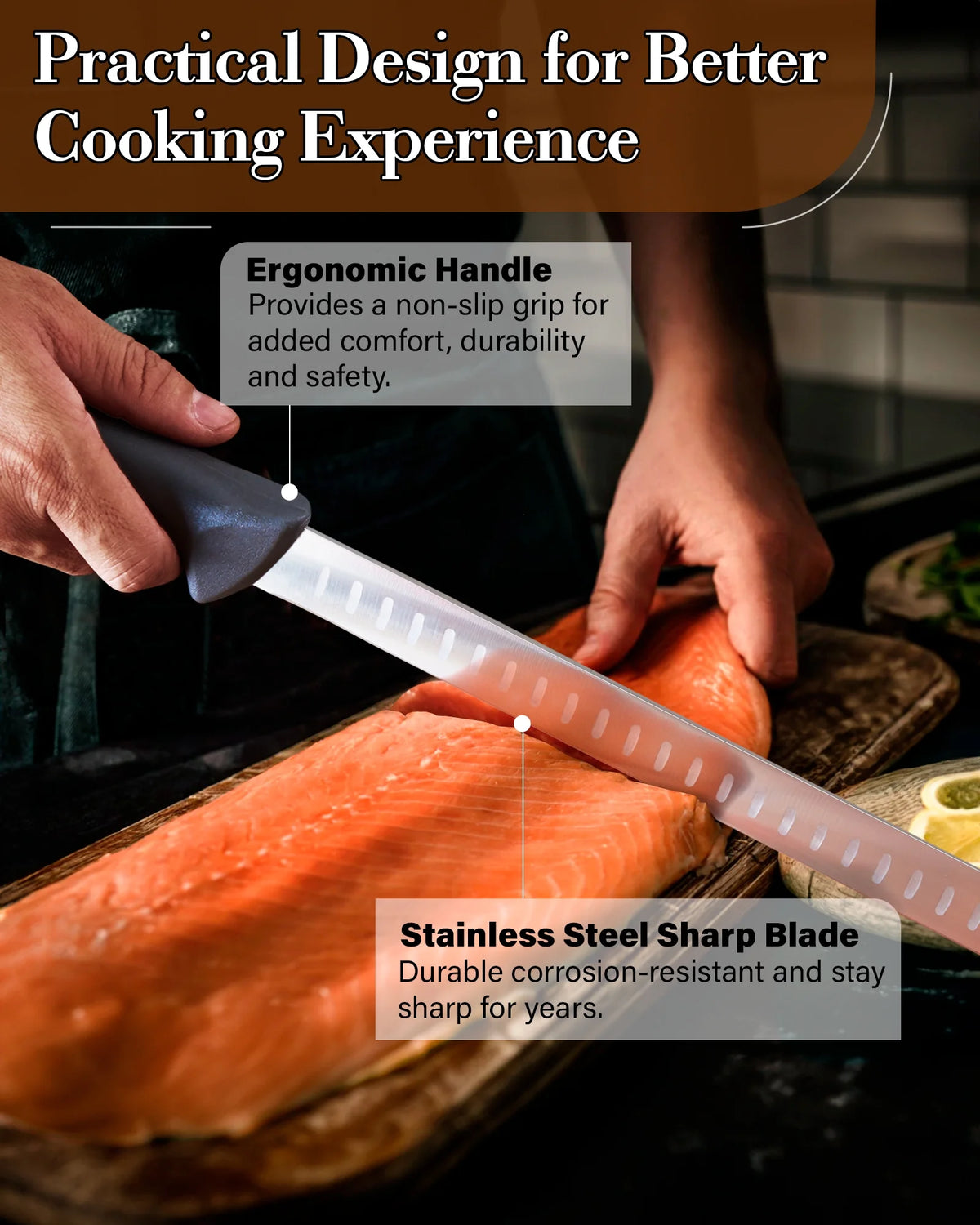 11-inch High Carbon Stainless Steel Slicing Carving Knife I906357