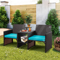 Outdoor Wicker Rattan Loveseat with Cushion Q564