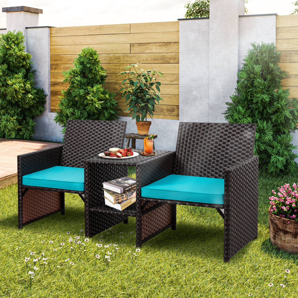 Outdoor Wicker Rattan Loveseat with Cushion Q564