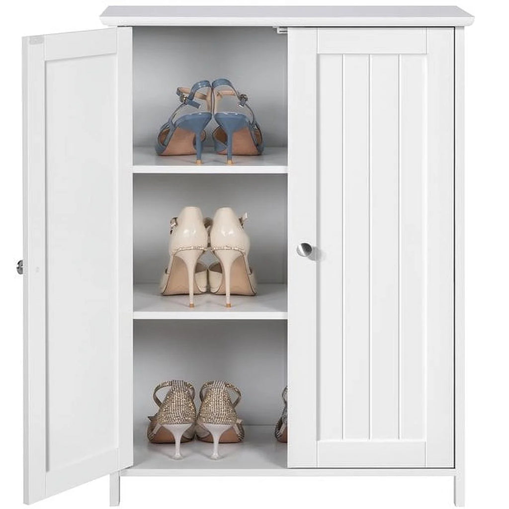White Free Standing Wooden Shoe Storage Cabinet M6339