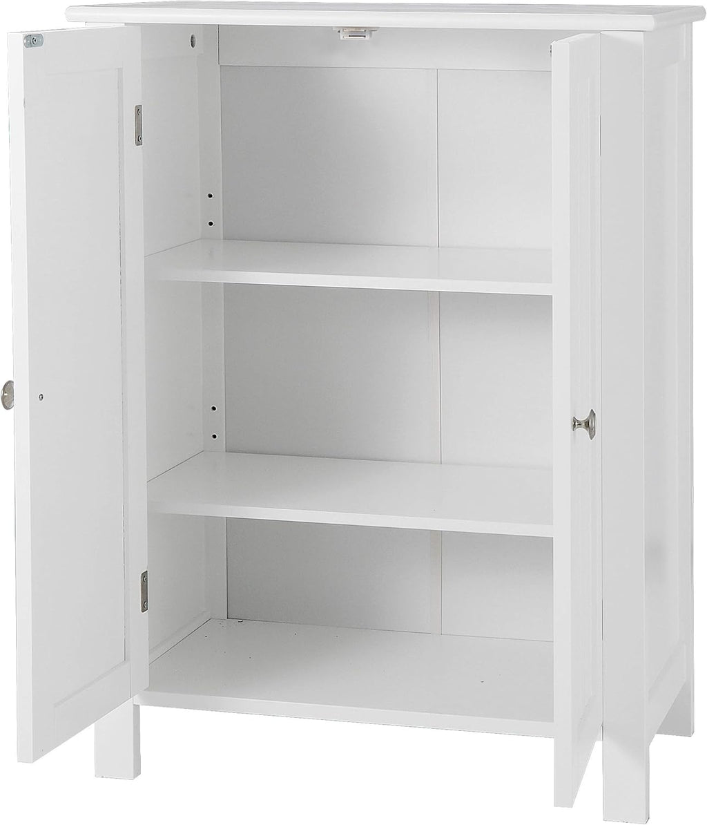 Bathroom Floor Storage Cabinet with Adjustable Shelf and Double Door O8496