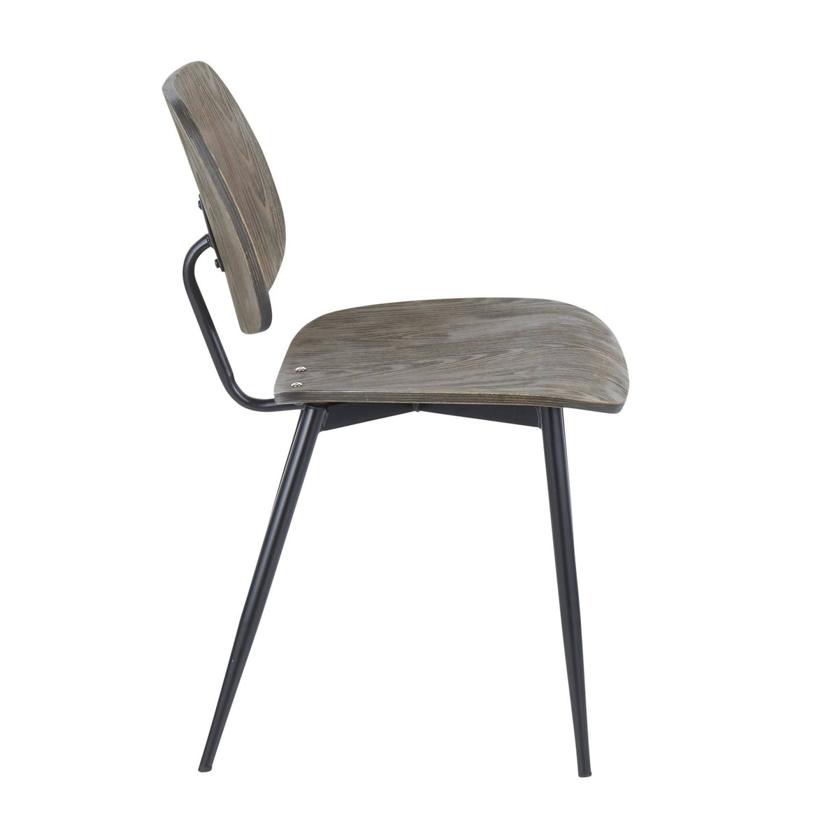 Set of 2 Black Metal and Curved Espresso Wood Industrial Chair S9463