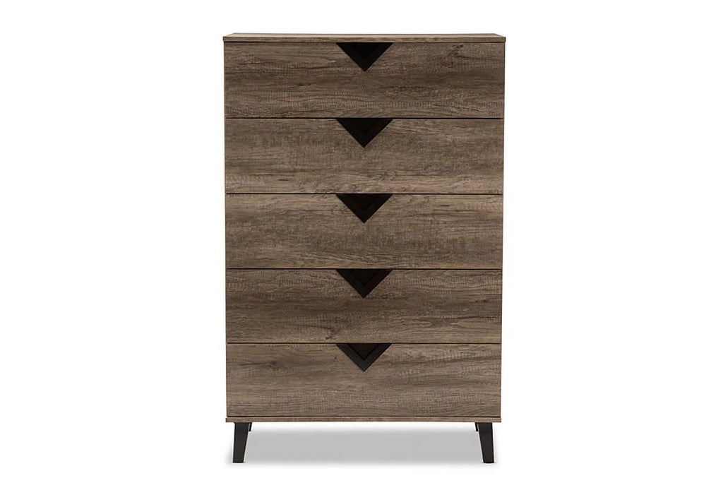 Light Brown Wood 5-Drawer Chest I68279