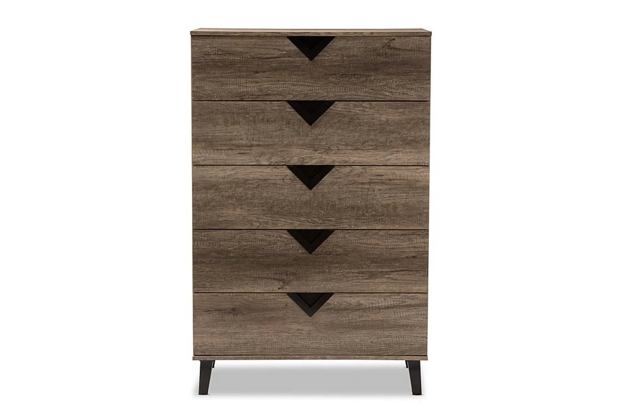 Light Brown Wood 5-Drawer Chest I68279