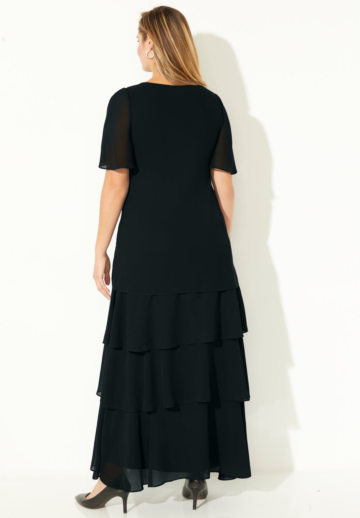 Women's Plus Size Tiered Chiffon Maxi Dress W689711
