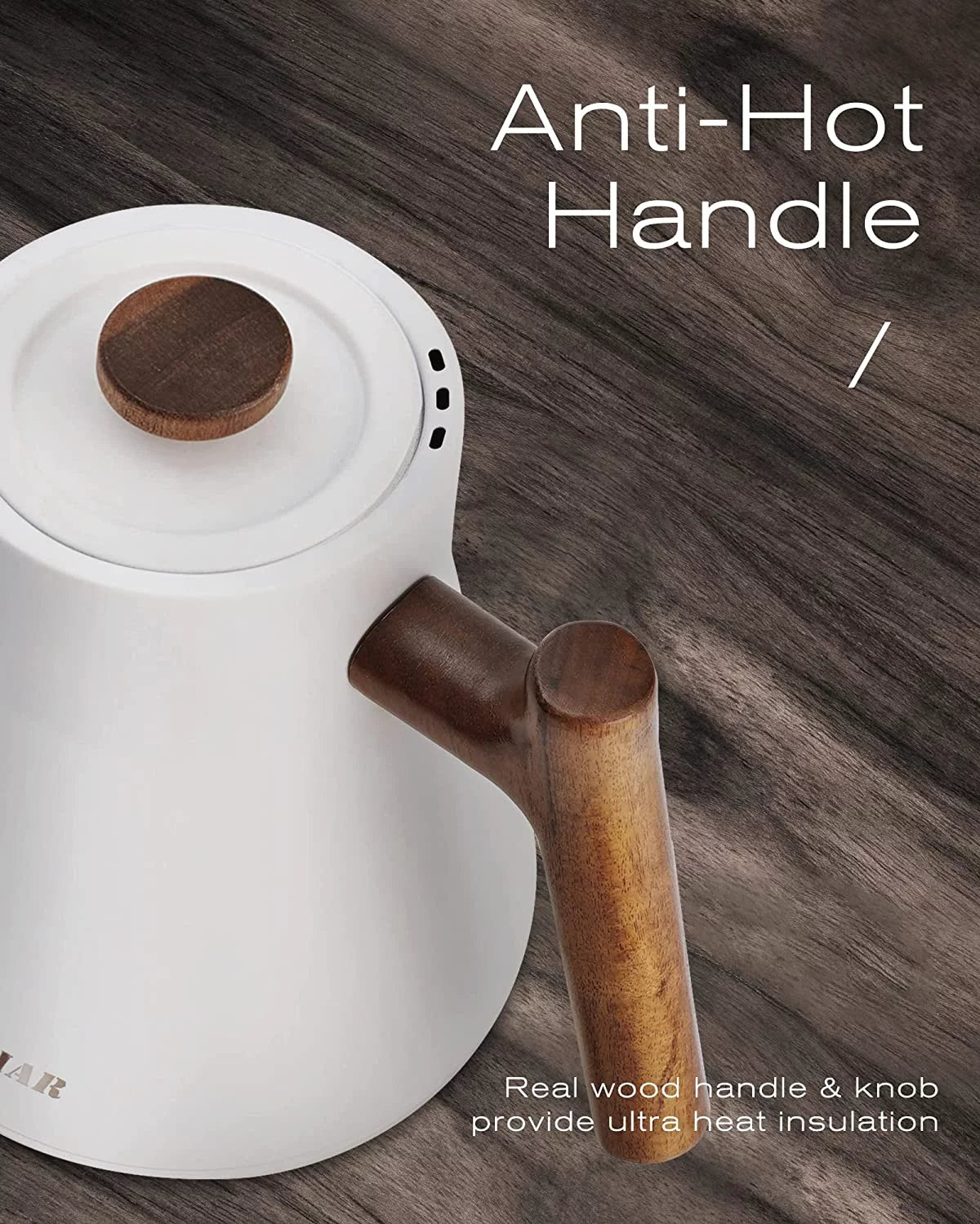 1200W Electric Gooseneck Kettle with Wood Handle R4942