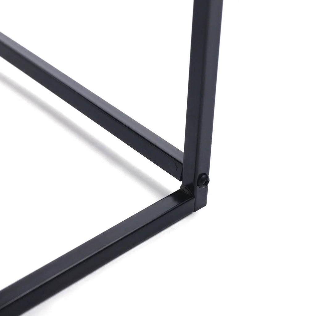2 Pcs Black Metal Square End Table J210