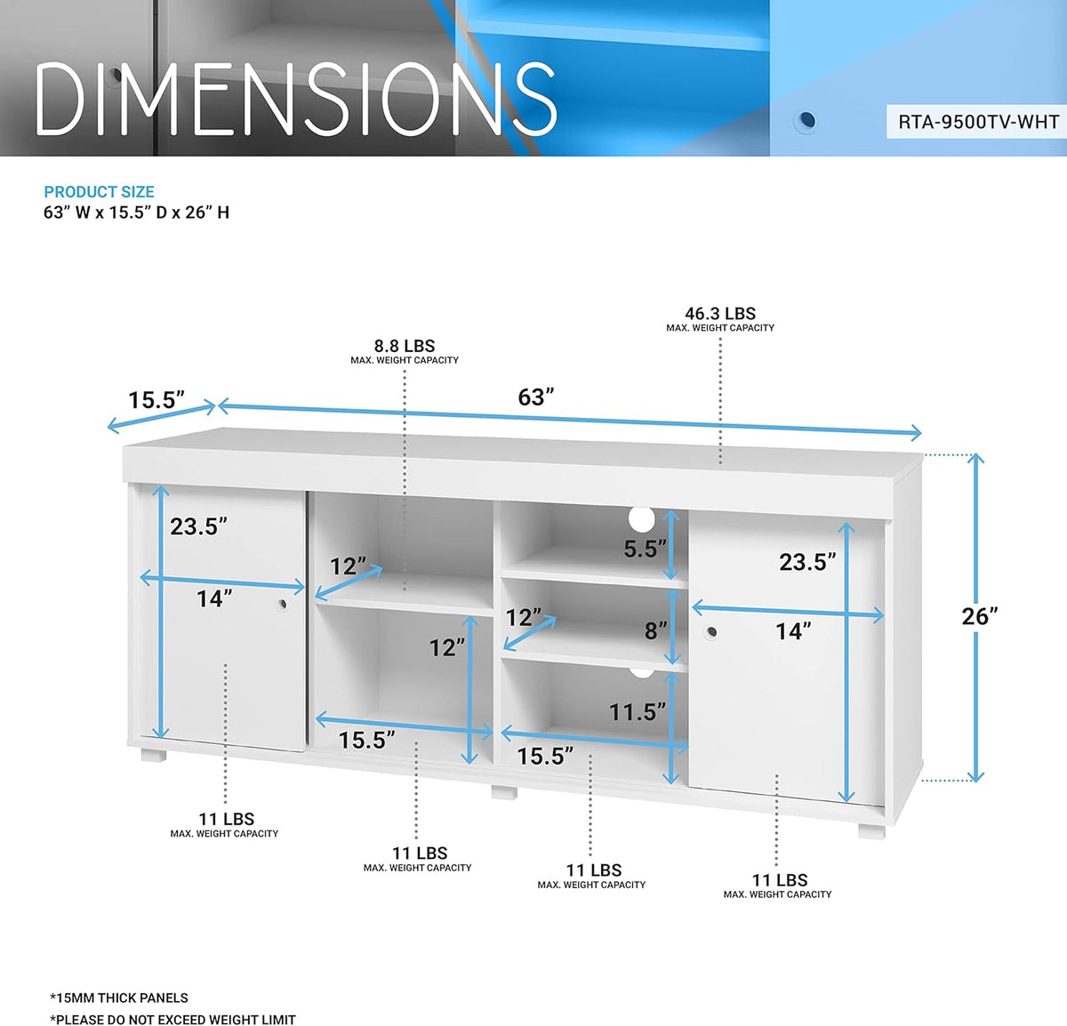 White TV Storage Entertainment Stand I60540