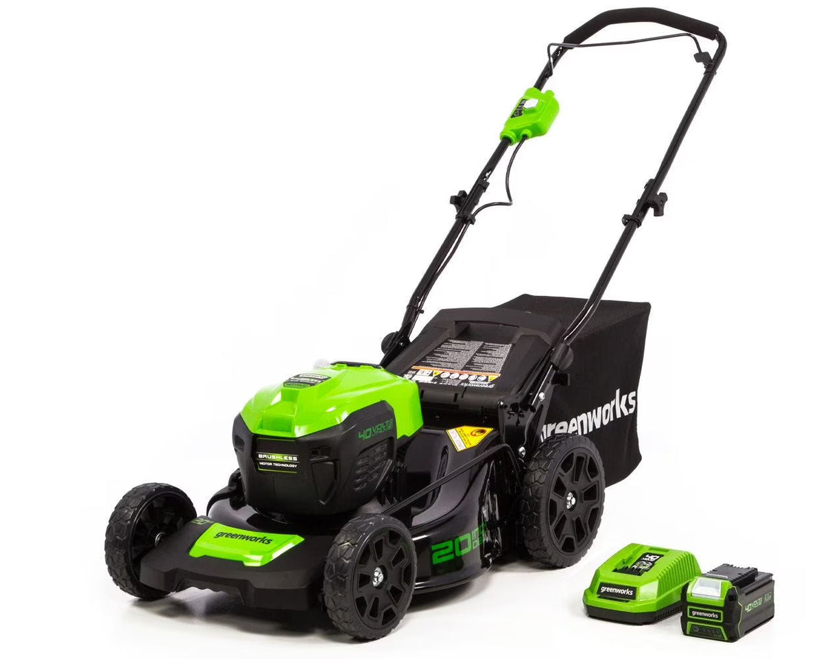 40V 20" Brushless Push Lawn Mower with 4.0 Ah Battery & Quick Charger J8811