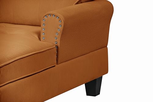Green Corduroy Upholstered Chaise Lounge Sleeper Sofa Bed Chair N57173