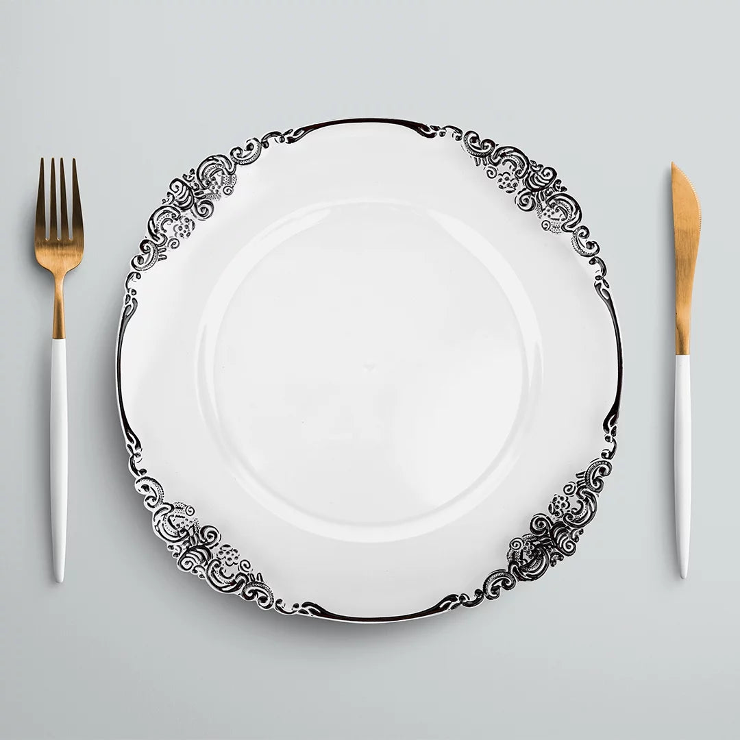 Clear Acrylic Charger Plates with Black Rim Set of 4 M112