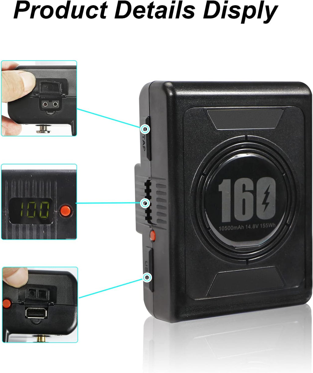 Gold Mount Battery 155Wh 10500mAh 14.8V with D-tap Charger and D-Tap Output Cable H67376