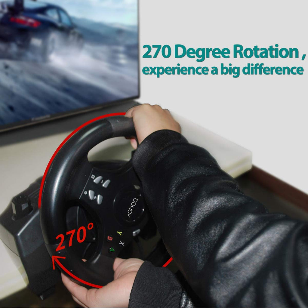270 Degree Racing Steering Wheel with Pedals J502