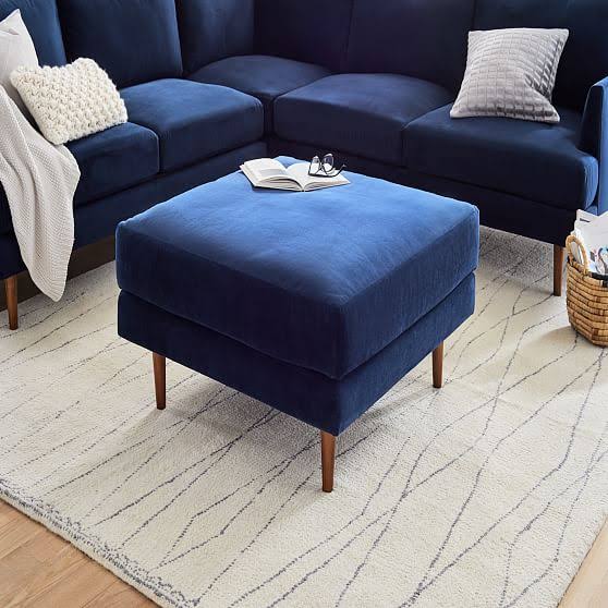 Mauve Distressed Velvet Ottoman E178452