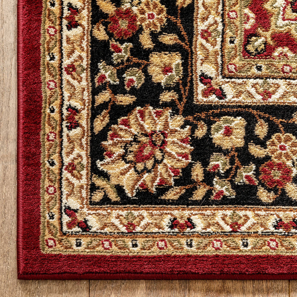 Red Green Ivory Light Blue Black Persian Floral Oriental Area Rug I907921