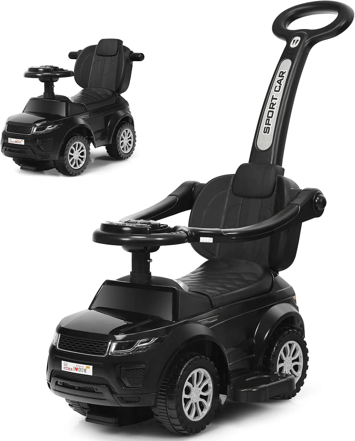 3 in 1 Ride on Push Car with Horn Music Light Pink Y58015