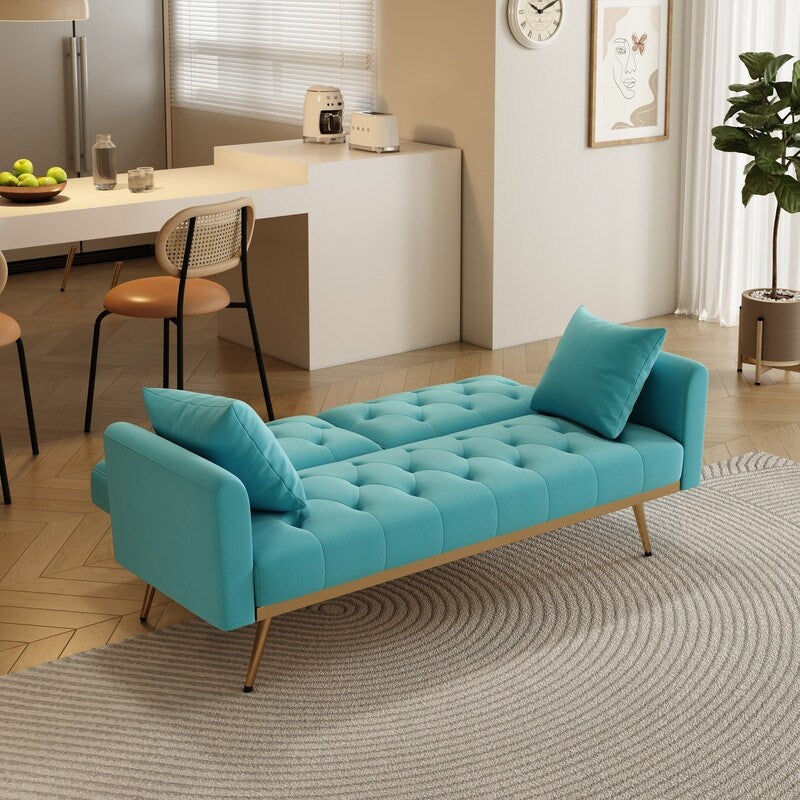 Cyan Velvet Double Sofa Bed X889