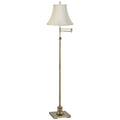 Antique Brass 70" Tall Fabric Bell Shade Swing Arm Floor Lamp C5600