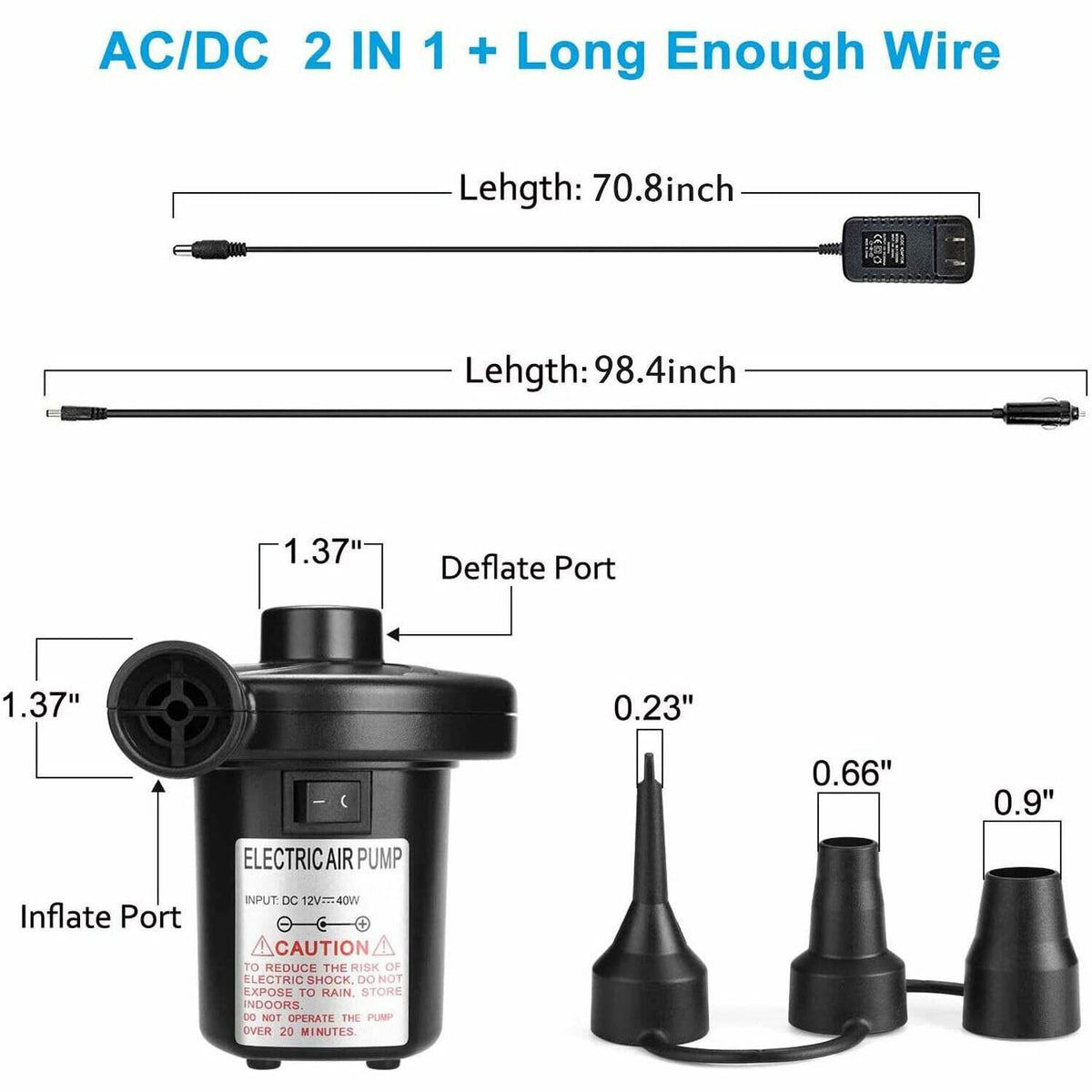 Electric Air Pump for Inflatable Camping Portable Q249