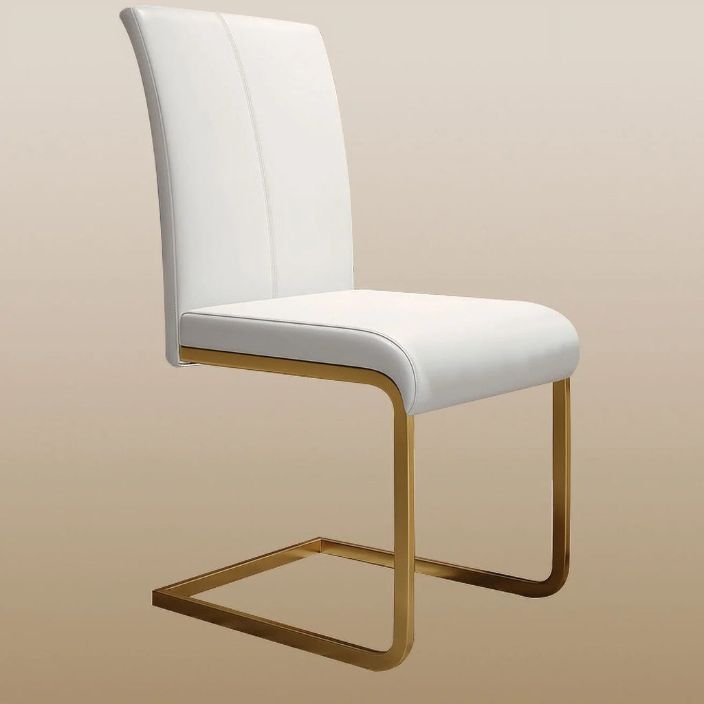 White PU Leather Dining Chairs Set of 2 S79981