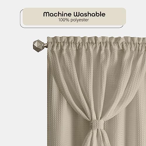 White Window Curtain Panel with Attached Valance, 42 Inch Width, 84 Inch Length, Light Filtering Fabric M7510
