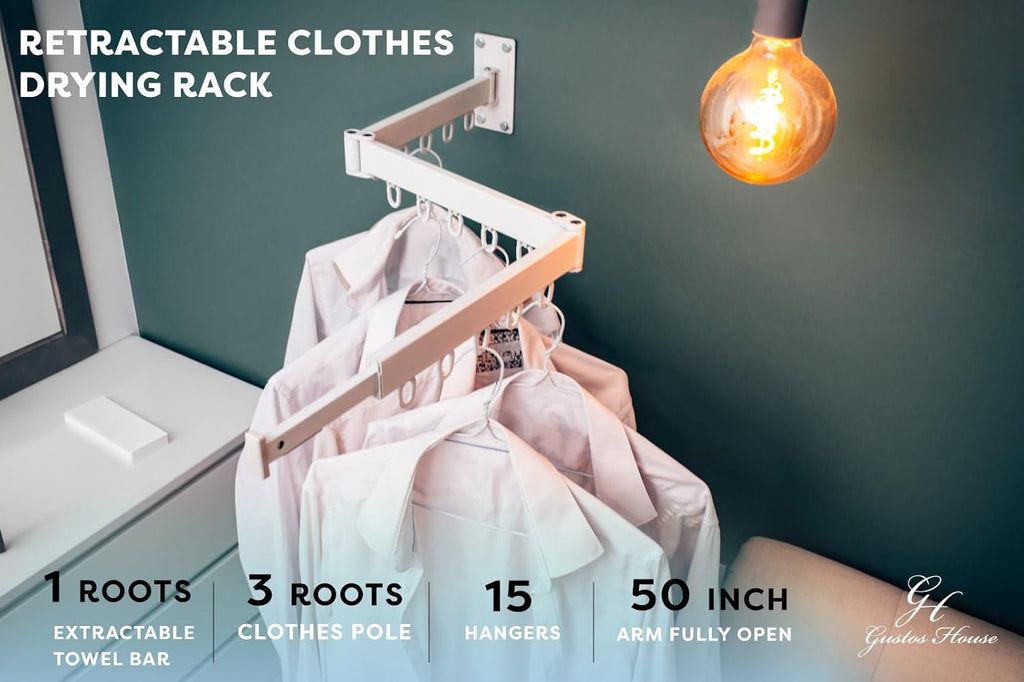 Wall Mounted Retractable Folding Clothes Rack G259699