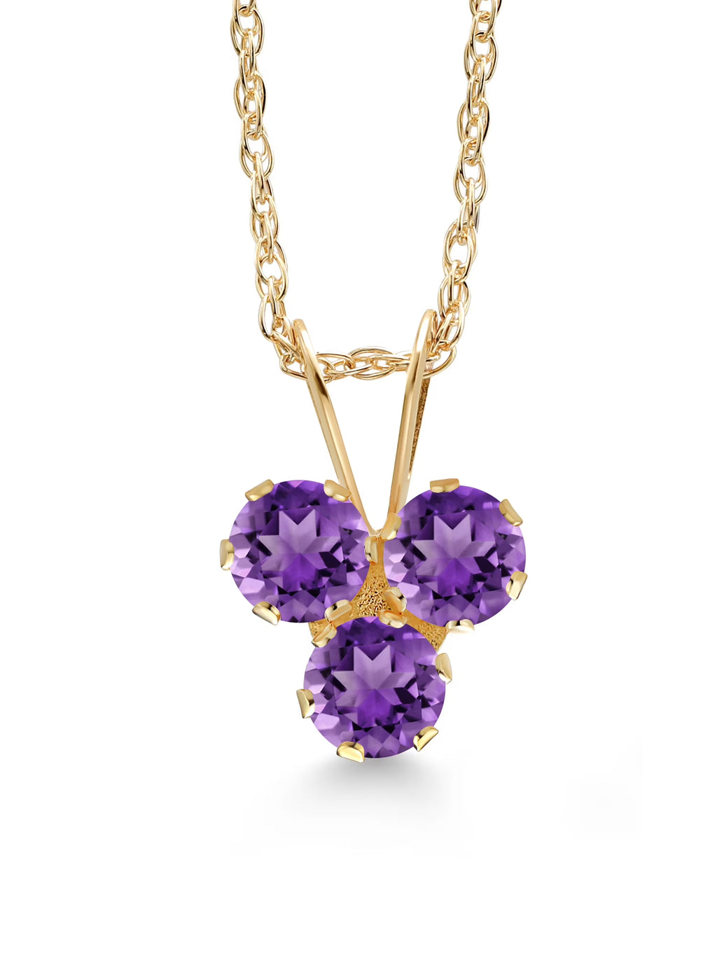 14K Yellow Gold Purple Amethyst Pendant Necklace K67212