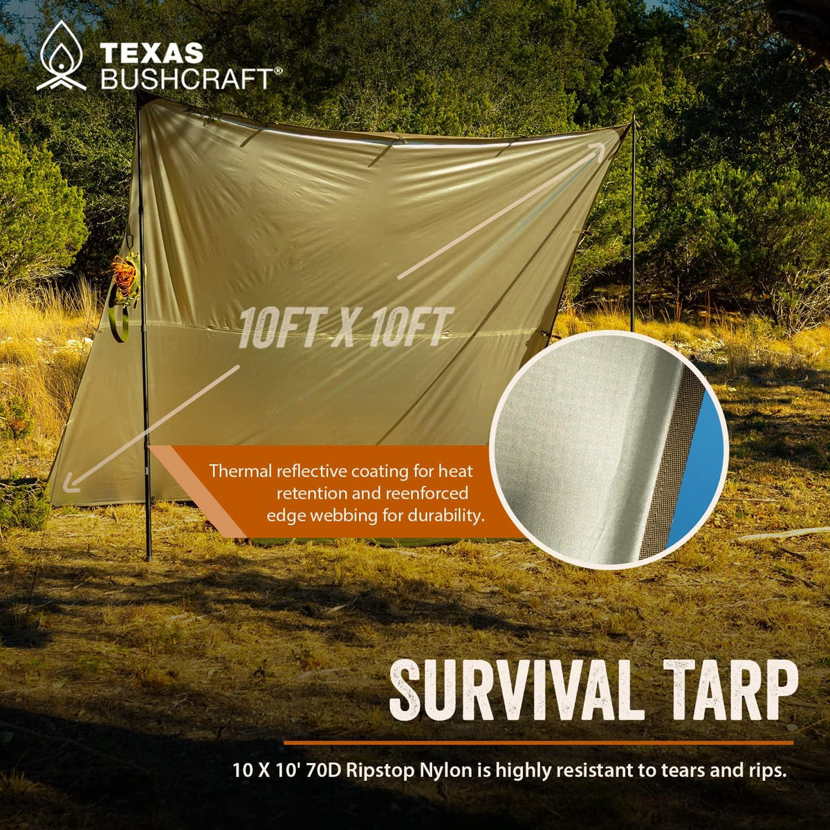 Waterproof 10x10 Ripstop Nylon Camping Tarp M731