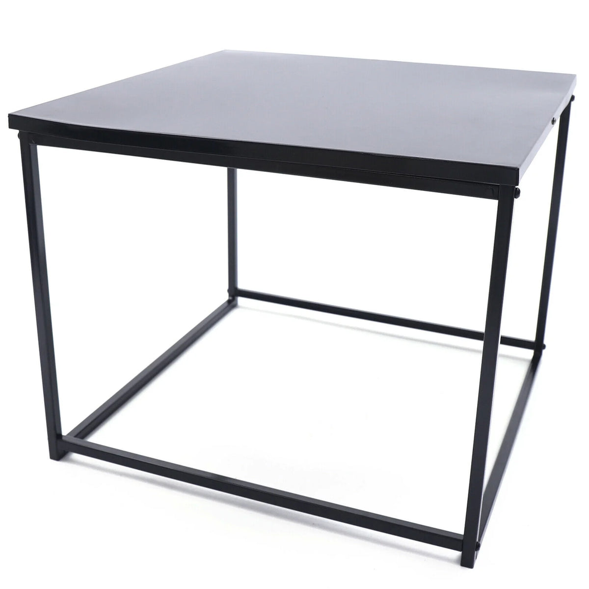 2 Pcs Black Metal Square End Table J210