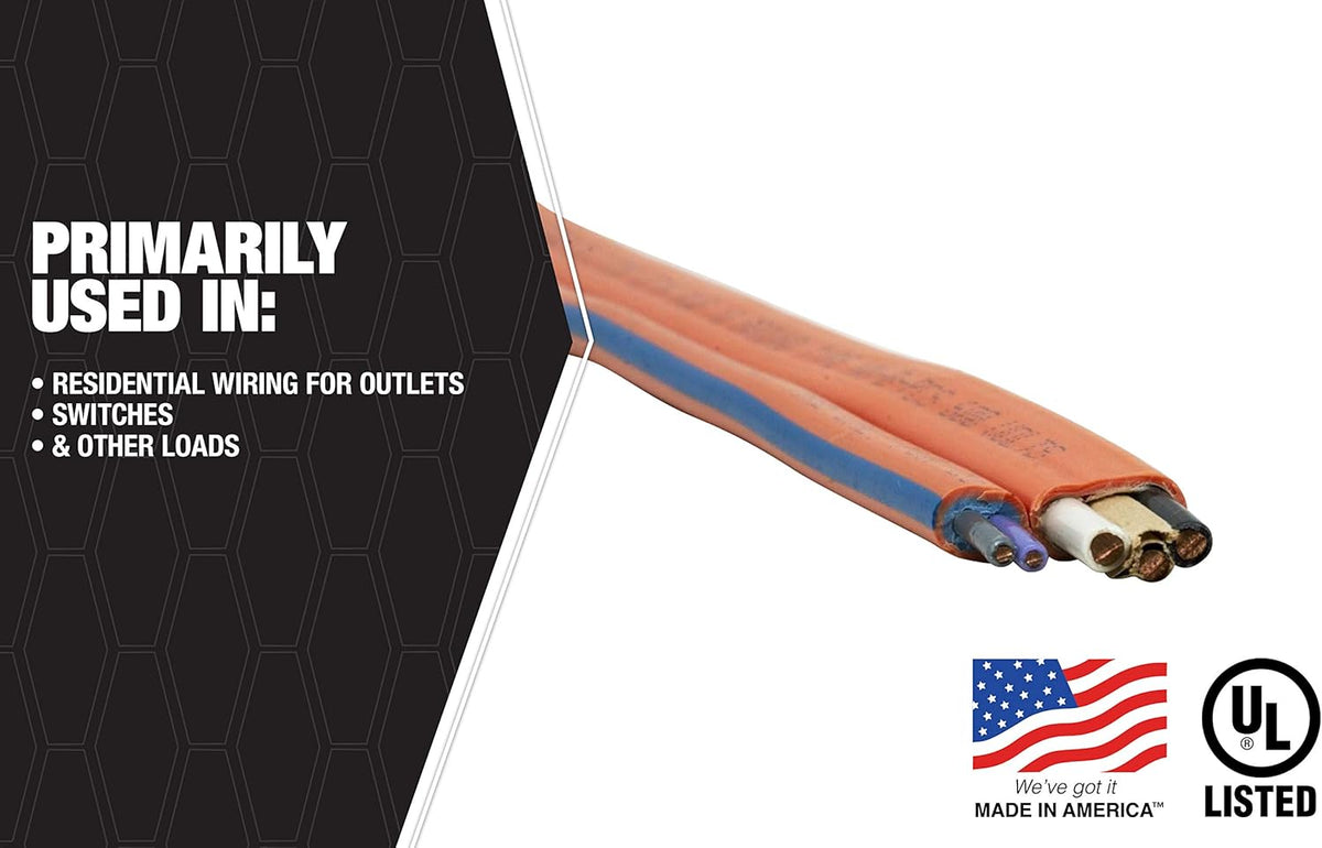 100' 10/3 with Ground Indoor Electrical Wire NM-B Orange W473