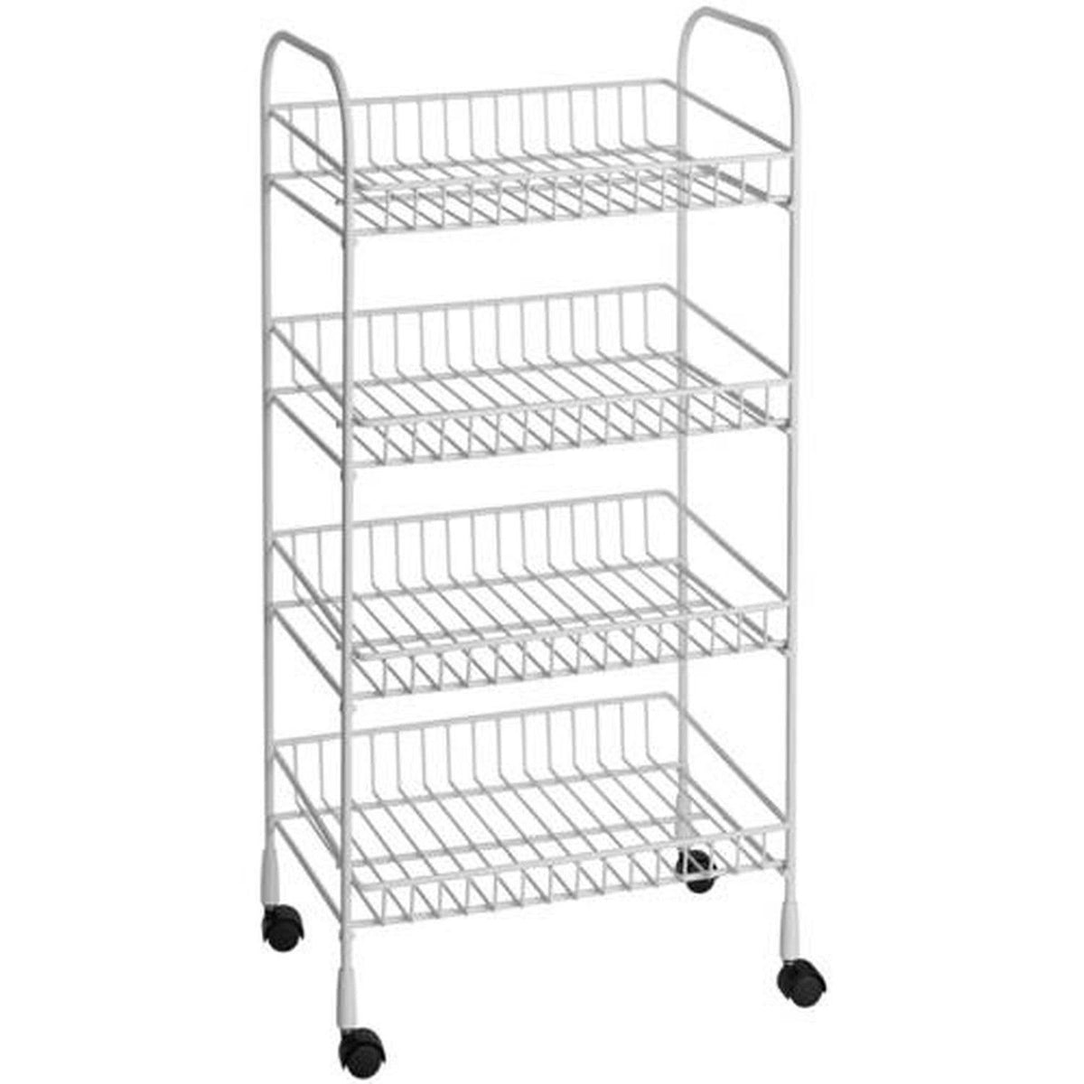 4-Tier White Wire Utility Cart W513759