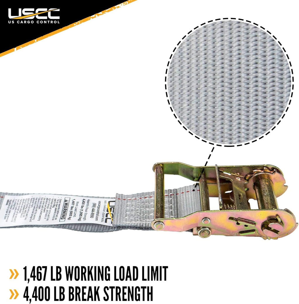 2 Inch x 10 Foot Gray Ratchet Straps 4 Pack I5229