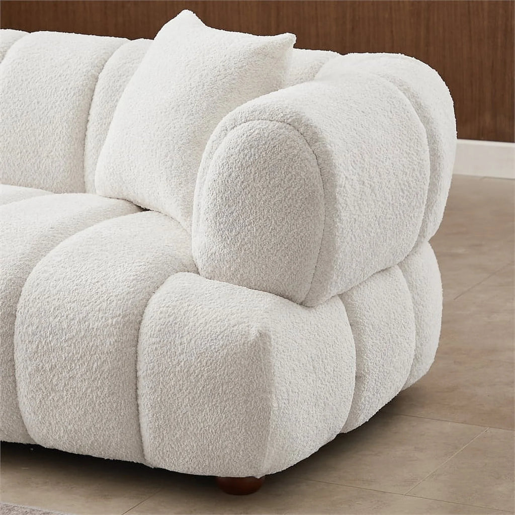 Cream Boucle Fabric Couch K721145
