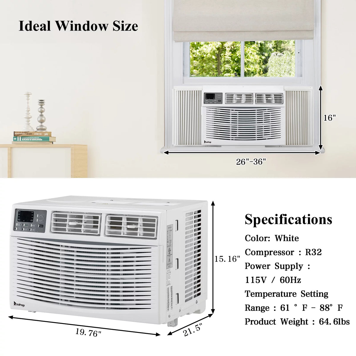 12000BTU 115V White Window-Mounted Air Conditioner L80848