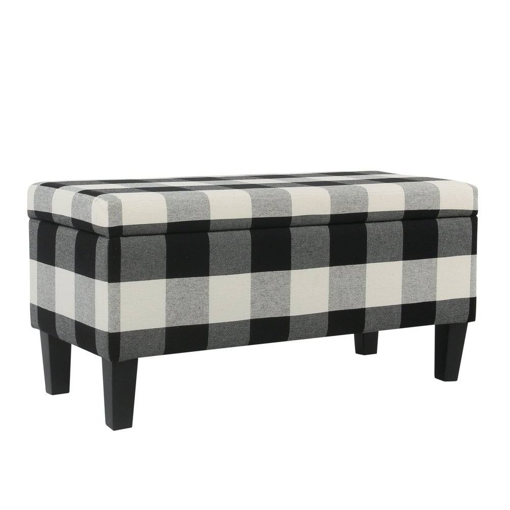 Black Plaid Decorative Storage Bench S936929