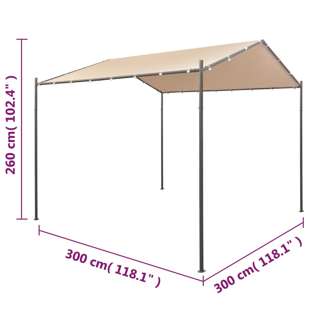 Beige Steel Gazebo Pavilion Tent Canopy K891985