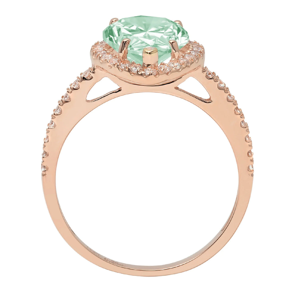 Pear Cut Blue Moissanite 18k Rose Gold Halo Ring Size 3.5 I2615