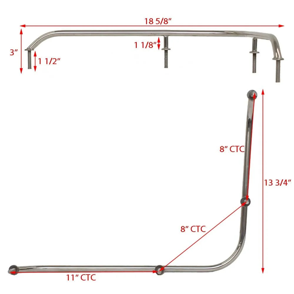 4-Post Polished Stainless Steel Corner Grab Rail K55607