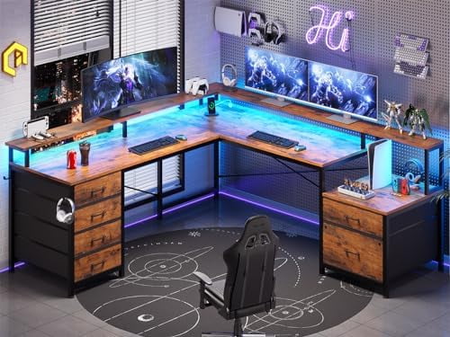 L Shaped Desk with 6 Drawer and File Cabinet Z46514
