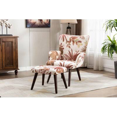 27.1x22 Wide Tufted Polyester Wingback Chair and Ottoman S18042