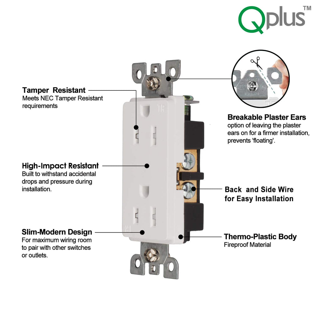 Pack of 100 White Tamper-Resistant Electrical Outlets, 15A / 125VAC / 2500W Z165300