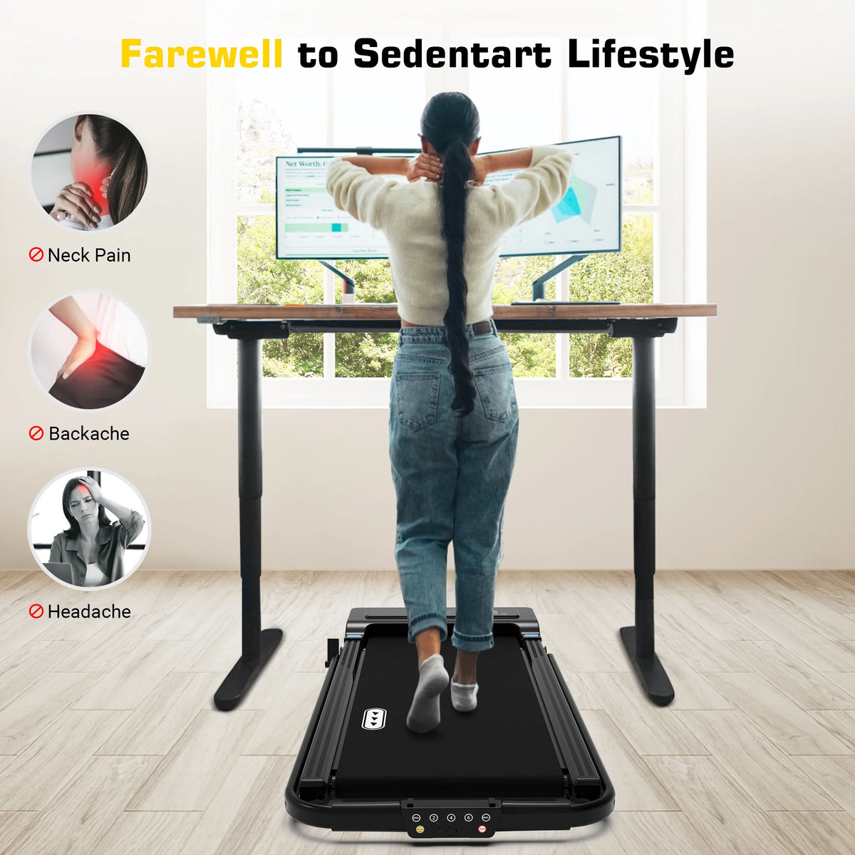 2 in 1 Folding Treadmill Black P397109